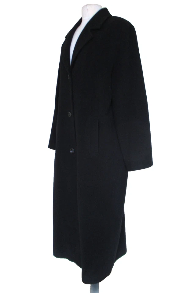 KRISTEN BLAKE Black Wool Cashmere Womens 16 Overcoat Old Money Quiet Luxury - Image 4 of 4