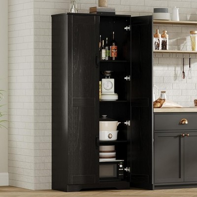 60'' Tall Kitchen Pantry Cabinet with 2 Doors Wooden Pantry Cabinet Cupboard