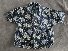 Children  s Place Navy Hawaiian Palm Trees Button Up Short Sleeve Size 4 / 4T