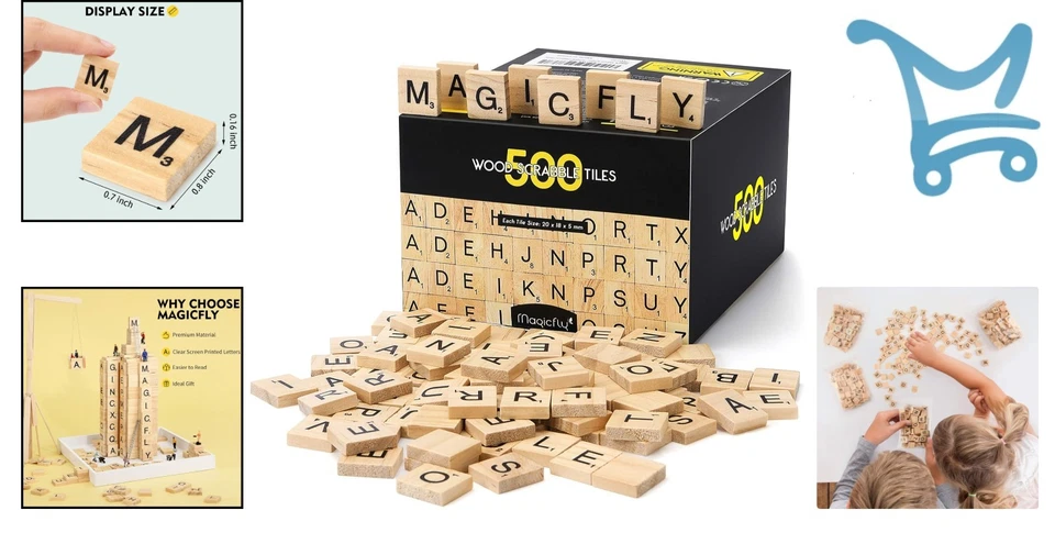 Azulejos de letras de madera 500 piezas A-Z para manualidades álbumes de recortes juegos educativos Foto 2 de 4