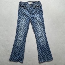 Abercrombie Kids High Rise Flare Jeans Heart Print Denim Girls 9/10 Adj. Waist
