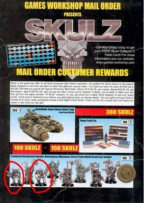 Warhammer 40k Rare Skulz Program 2x Cult Mechanicum Miniatures. Pewter