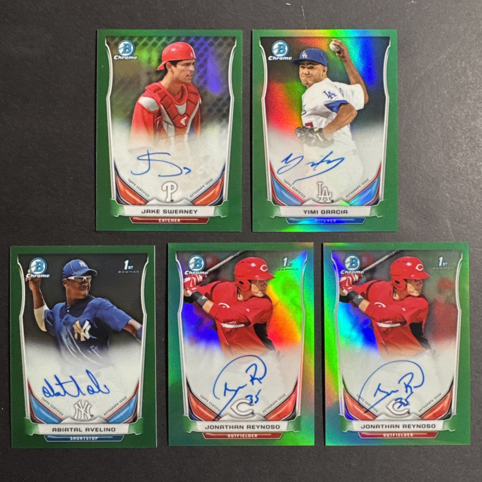 2014 Bowman Chrome -  AUTO / GREEN #75 LOT - (x5) Cards