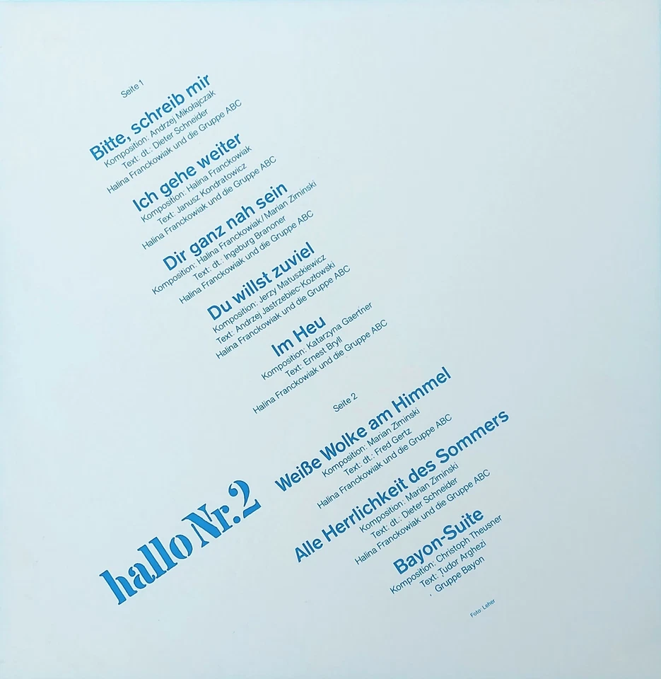 HALLO NR. 2 MIT FOTO ~ 1972 AMIGA 8 55 332 ~ DDR LP VINYL SCHALLPLATTE ROCK SOUL - Bild 4 von 4