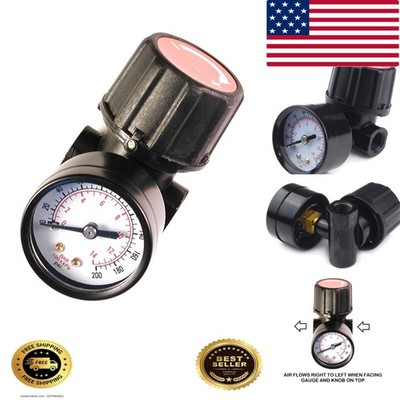 Efficient 1/4'' NPT Air Pressure Regulator with Steel Gauge, 200 PSI Max Inlet