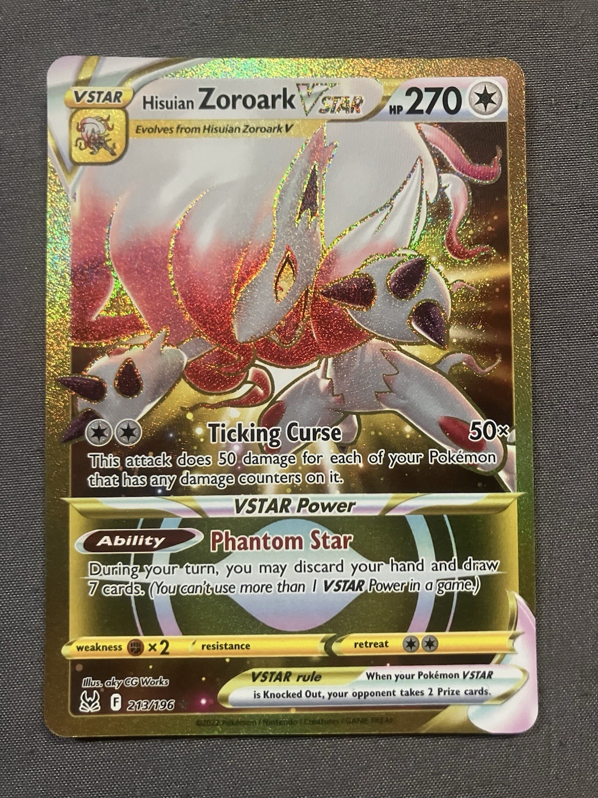 Hisuian Zoroark VSTAR 2022 Sword & Shield: Lost Origin #213/196