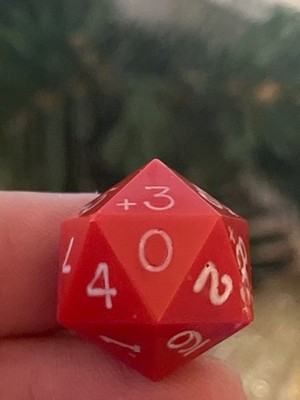 Vintage Gamescience d20 opaque red w/ white rpg ad&d dice 121524@