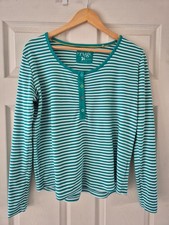 Frugi Bloom – Green Striped Maternity & Nursing Top (UK 12)