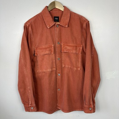 Zara Chore Jacket Shacket Overshirt, Salmon Pink Red, BNWT, Size