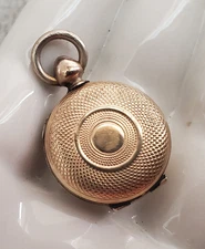 Antique Victorian Gold Fill Engine Turn Engraved Locket Watch Case Fob Charm 1"t