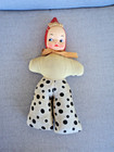 Vintage Cloth Body  Doll 13" Plastic Face , ribbon around neck polka dot legs — photo 1