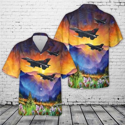 USAF 64th Aggressor Squadron Wraith F-16 Fighting Falcon Hawaiian Shirt