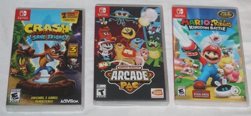 Lot 3 Sealed Nintendo Switch Games Crash Sane Trilogy Arcade pac Mario Rabbids