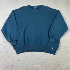Vintage Russell Athletic Sweater Mens 2XL Teal Blue 90s Made in USA Pullover