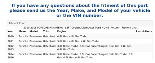 2010-2016 PORSCHE PANAMERA - LEFT Coolant Distributor TUBE / LINE (Return) - Picture 5 of 5