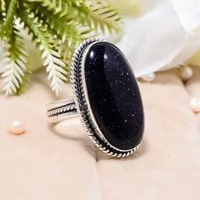 Blue Sunstone 925 Sterling Silver Statement Ring, Christmas Gift, Dainty Ring