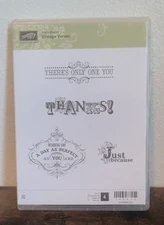 Stampin' Up! VINTAGE VERSES Set of 4 Rubber Cling Stamps - 129636 - USED