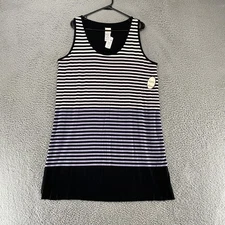 Soma Dress Womens XL Black White Lilac Reversible Swing Short Striped Knit Ombre