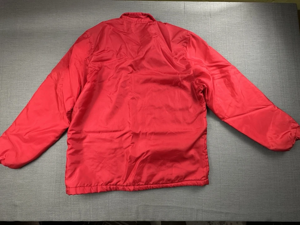 Red Lucky Lager Beer Jacket Vintage Size Small Fleece Lined - Image 4 of 4