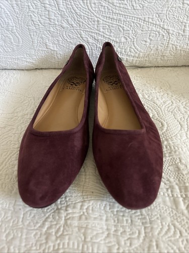 Vince Camuto Slip On Flats Minndy Burgundy Suede Leather Classic Sz 9.5M/41