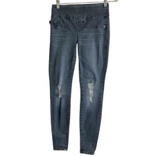 Rock & Republic Jeans Women 4 Dark Blue Rx Fever Pull On Skinny Stretch Ripped
