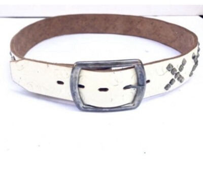 HTC Hollywood Trading Co Vintage Cream Leather Upcycled Belt HTC Hollywood Trading Co Vintage Cream Leather Upcycled Belt