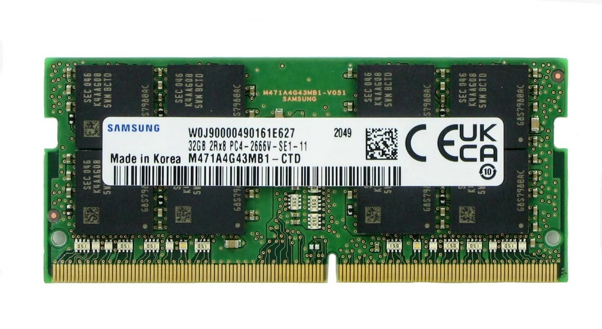メモリー Samsung 32GB DDR4 SDRAM M471A4G43MB1-CTD Samsung M471A4G43MB1-CTD 32GB DDR4 2666MHz RAM 260 Pin 1.2v SODIMM