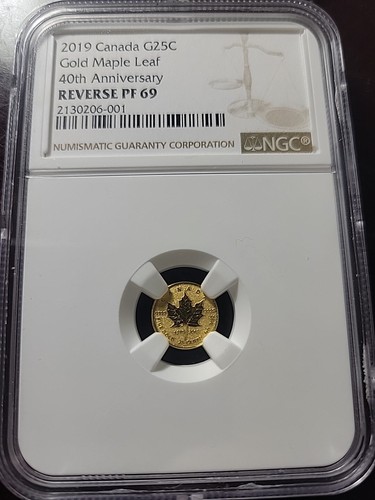 ๐ 2019 Canada Gold .5g 25C Maple Leaf 40th Aniversary NGC Reverse PF 69 - Pop 4