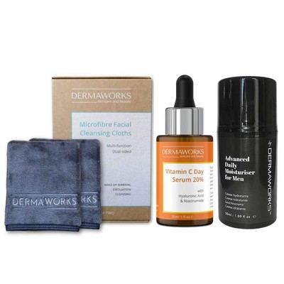 HAUTPFLEGE KONVOLUT Vitamin C Serum für Gesicht + Feuchtigkeitscreme für Männer + Gesichtstücher