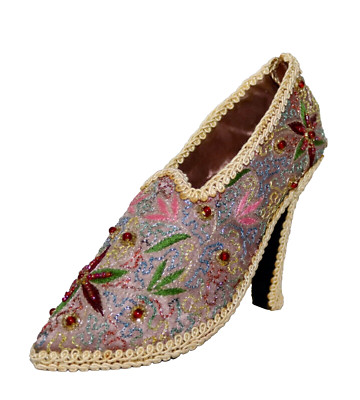 Floral Beaded Pattern Tapestry Slipper ~ Large Hanging Wall Decor ~ Ornament 