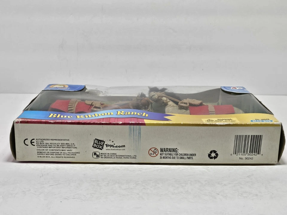 CINTA AZUL RANCHO Caballos Flocados #30242 Caja Azul Juguetes Sillín De Colección Fieltro Pony Foto 4 de 4