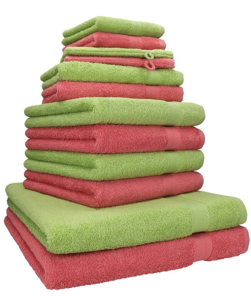 Betz 12Er Handtuch Set Premium 100% Baumwolle Himbeere / AvocadogrüN-image