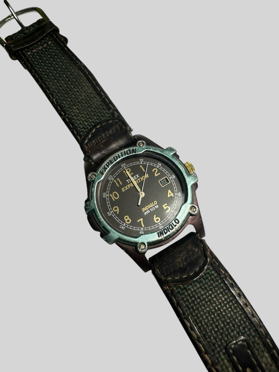 Timex Expedition Watch Men Indiglo 39mm Green Black Date 50M | eBay