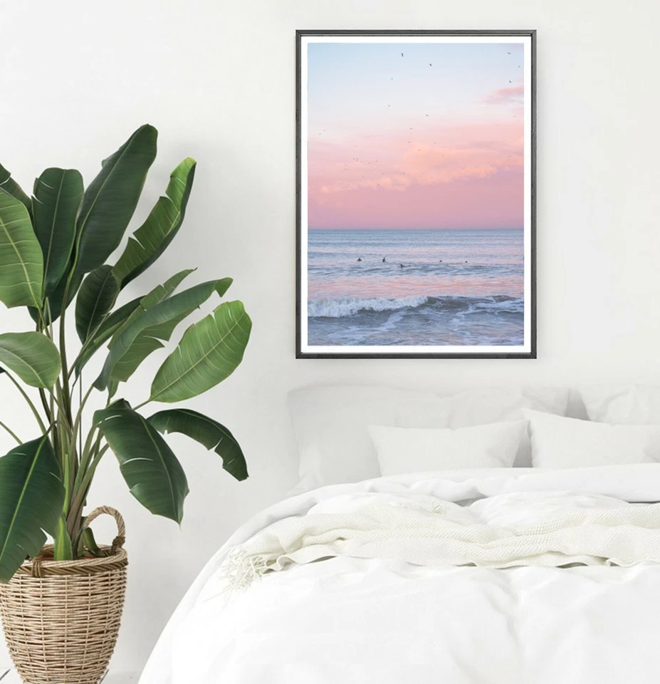 Juego de 3 tablas de surf rosa Van playa y océano póster impresión artística. Ideal para cualquier pared Foto 3 de 4