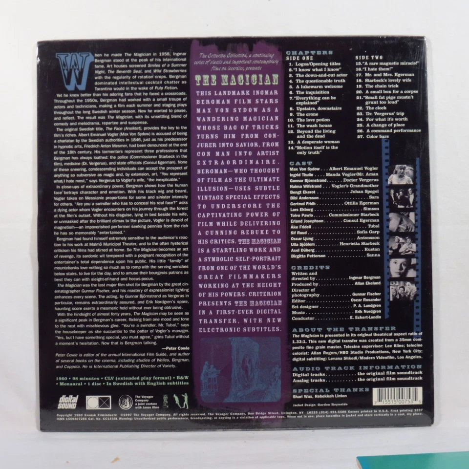 CRITERION LD #303 - Magician, The (1958) LD US 1995 FACTORY SEALED Bergman - Image 2 of 2