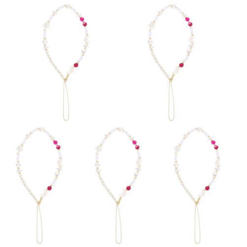 5 Count Pearl Mobile Phone Chain Decorative Charms for Cellular Phones Lanyards