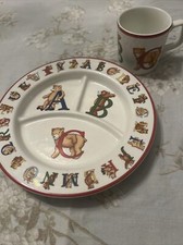 1994 Tiffany  Co. ALPHABET BEARS ABC Divided Ceramic Child's Plate and Cup