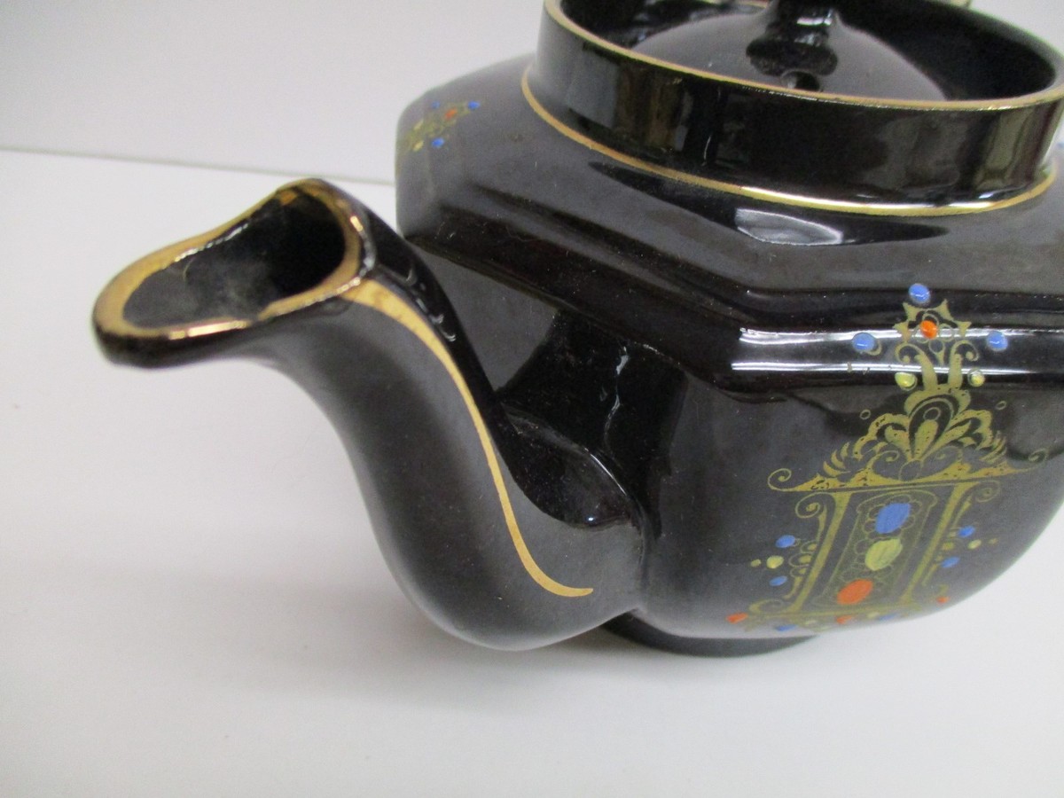 Vtg circa 1910 Gibson and Sons Black Teapot Burslem England w