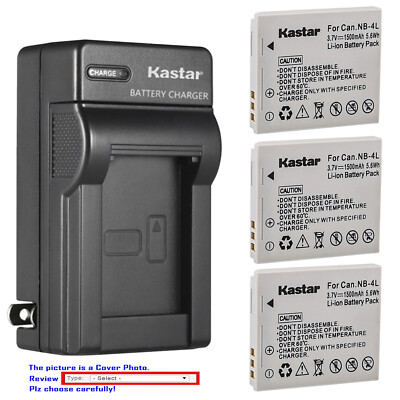 Kastar Battery Wall Charger for Canon NB-4L NB-4LH Canon Digital IXUS 60 IXUS 65
