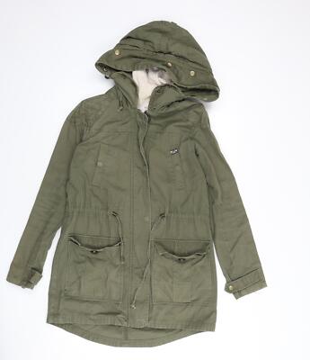 RESERVED Damen grüner Parka Mantel Größe 6 Reißverschluss