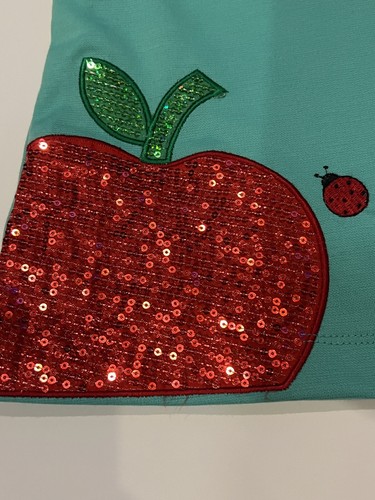 Apple School Toddler Dress Teacher Pet Teaching Education 24 Mo Green Sequin - Picture 5 of 7