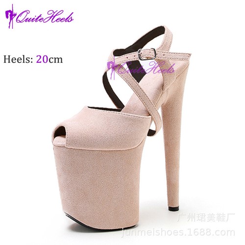 Sexy Womens Suede Nightclub Dance Super High Heels Walking Cross Strap Sandals - Picture 26 of 40
