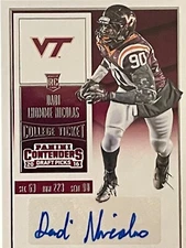 2016 Panini Contenders Draft Dadi Lhomme Nicolas Auto Rookie RC Virginia Tech