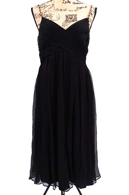Zara Woman Dress Sz M Black Metallic Gold Spaghetti Strap Midi Silk Lined Party