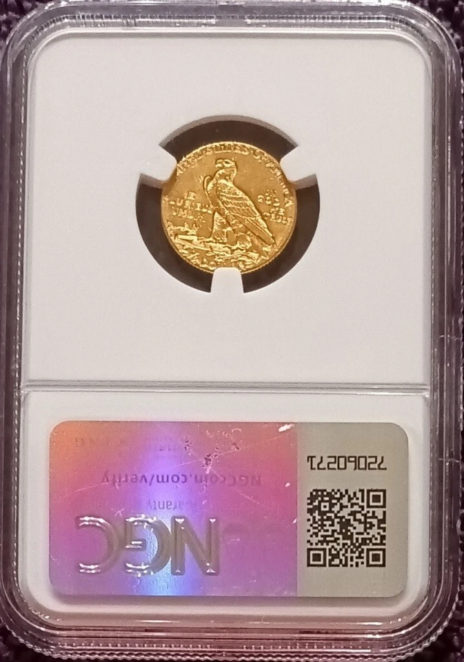 1925-D Indian $2 1/2 gold Quarter Eagle, NGC MS-61, with attractive strike - Image 4 of 4