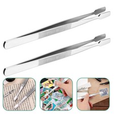 2pcs Stamp Collecting Supplies Stamp Tweezers Forceps