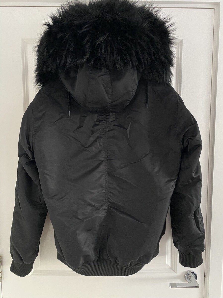 Arctic Army Men's Racoon Fur Hood Rabbit Fur FullyLined Bomber