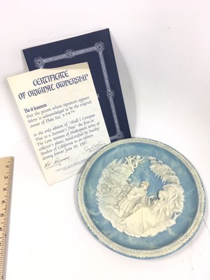 Incolay Love Sonnet ''SHALL I COMPARE THEE TO A SUMMERS DAY'' Plate w/COA & Box