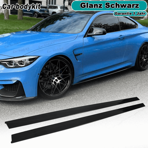 Glanz Schwarz Schweller Seitenschweller Side Skirts Ansatz für BMW M4 F82 F83  - Bild 1 von 13