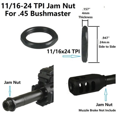 All Steel 11/16x24 TPI Jam Nut. For Muzzle Brake